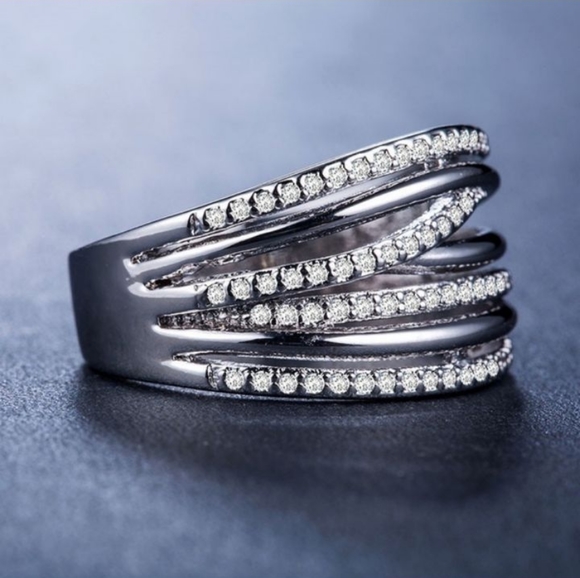 Beautiful Multilayer Diamond Statement Ring - Picture 2 of 6